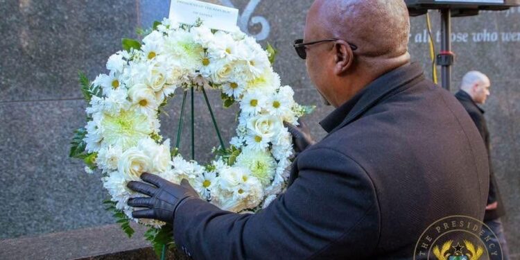 President Mahama Leads Wreath-Laying Ceremony at African Burial Ground, Honours Victims of Transatlantic Slave Trade